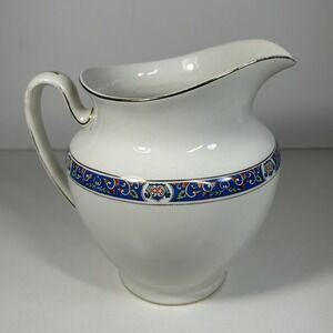 Vintage John Maddock and Sons Royal Vitreous 6.5"water Pitcher England gold trim